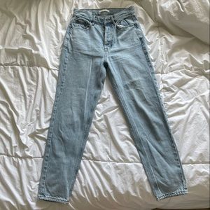 PACSUN- Ultra high rise light wash jeans.